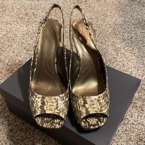 Tahari Snakeskin Peep-Toe Heels